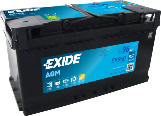 Аккумулятор - EXIDE AGM 12V 96AH 850A R+ 353x175x190mm / EK960