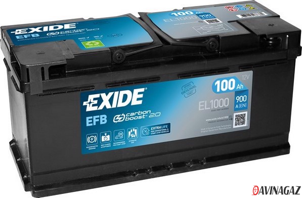 Аккумулятор - EXIDE Start&Stop EFB 12V 100AH 900A ETN 0(R+) B13 353x175x190мм / EL1000