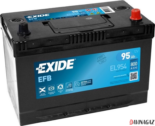 Аккумулятор - EXIDE Start&Stop EFB 12V 95AH 800A ETN 0(R+) Korean B1 306x173x222мм / EL954