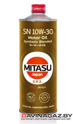 Моторное масло -MITASU MOTOR OIL SN 10W30 Synthetic Blended, 1л / MJ-1211