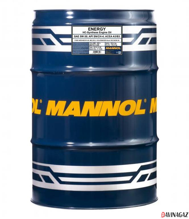 Масло моторное синтетическое - MANNOL 7511 Energy 5W30, 208л (54896 / MN7511-DR)