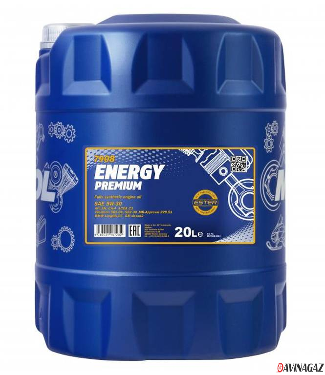 Масло моторное синтетическое - MANNOL 7908 Energy Premium 5W30, 20л (54465 / MN7908-20)