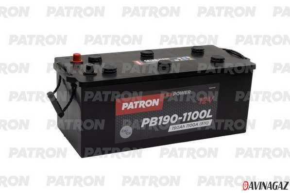 Аккумулятор для коммерческой техники - PATRON POWER 12V 190AH 1100A ETN 1(L+) B3 513x223x223mm / PB190-1100L