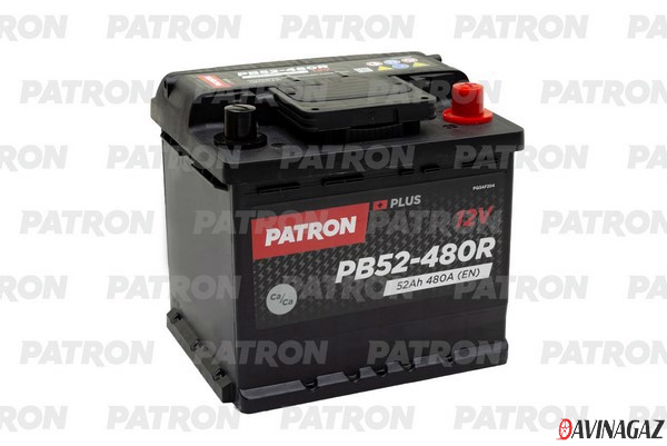 Аккумулятор - PATRON PLUS 12V 52AH 480A (R+) B13 207x175x190mm / PB52-480R