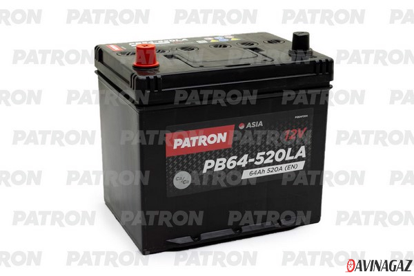Аккумулятор - PATRON ASIA 12V 64AH 520A (L+) B1 230x173x222mm / PB64-520LA