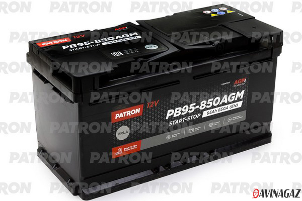Аккумулятор - PATRON AGM 12V 95AH 850A ETN 0(R+) B13 353x175x190mm / PB95-850AGM