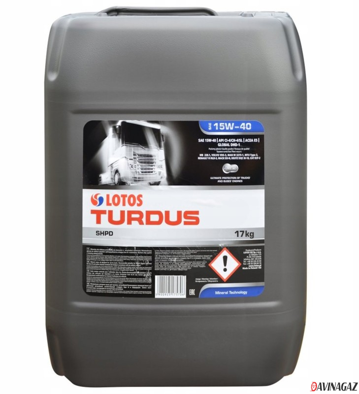 Грузовое моторное масло минеральное - LOTOS TURDUS SHPD 15W40, 17кг