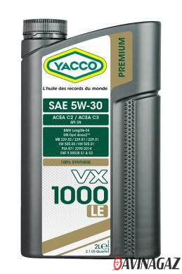 Масло моторное синтетическое - YACCO VX 1000 LE 5W30, 2л