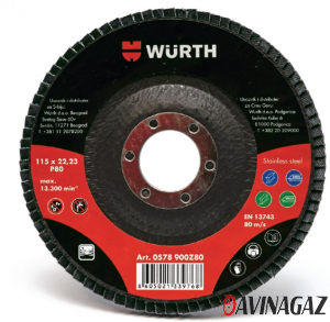 WURTH - Диск лепестковый Optimum, 125 мм, P80, нерж. сталь