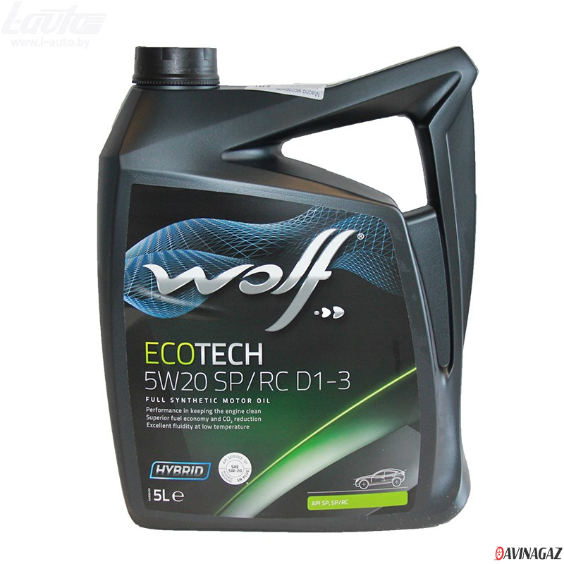 Масло моторное синтетическое - WOLF ECOTECH 5W20 SP/RC D1-3, 5л (161745 / 1050526)