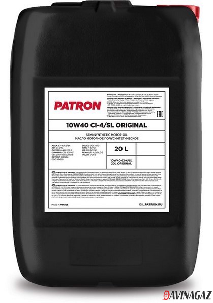 Полусинтетическое моторное масло - PATRON ORIGINAL CI-4/SL 10W40, 20л