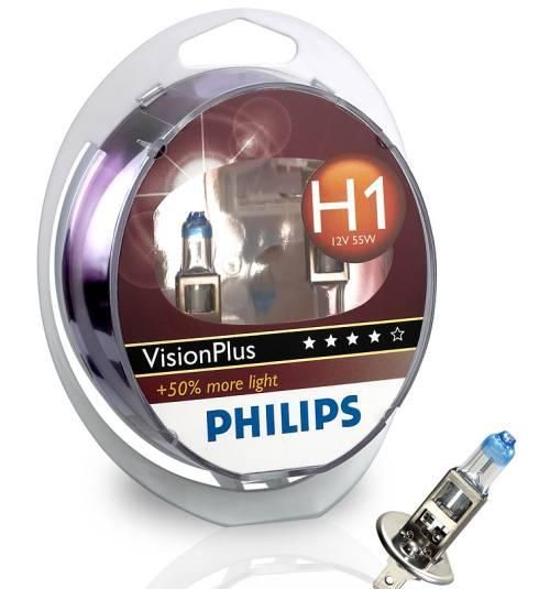 Автолампа Philips H1 Vision Plus +50% (12V 55W P14,5s)