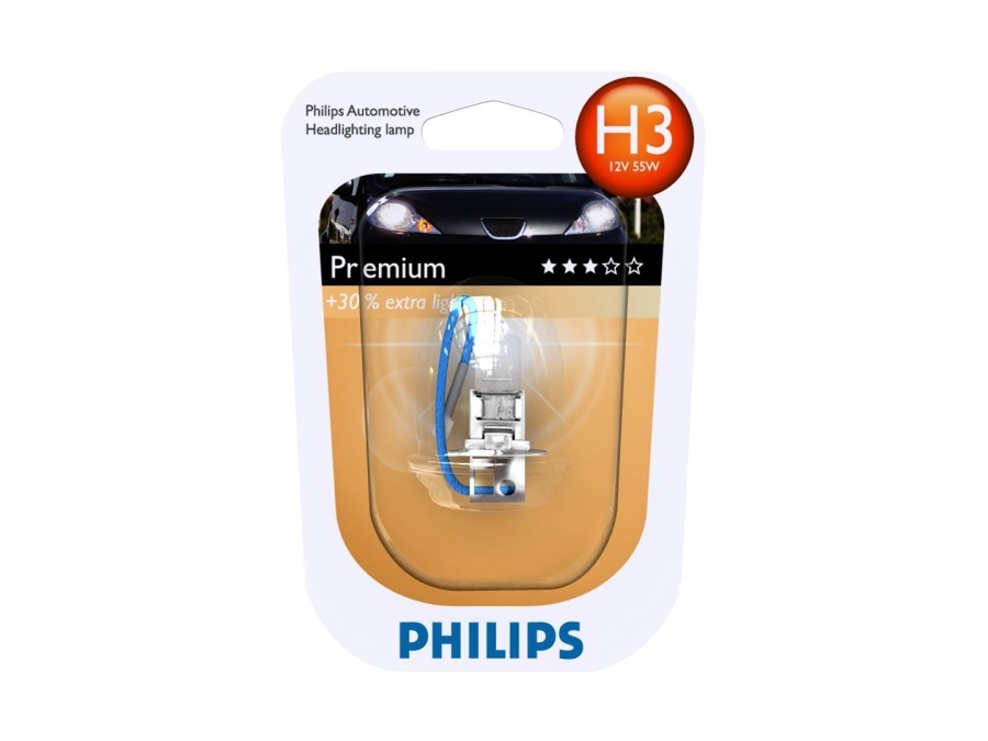Автолампа Philips H3 Premium +30% (12V 55W PK22s)