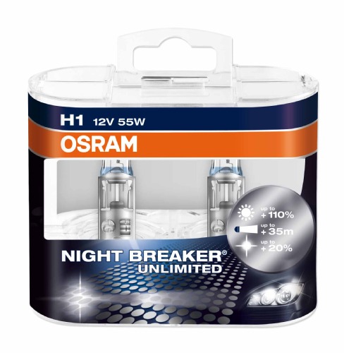 Комплект ламп OSRAM H1 NIGHT BREAKER UNLIMITED 110% (55W 12V P14.5S)