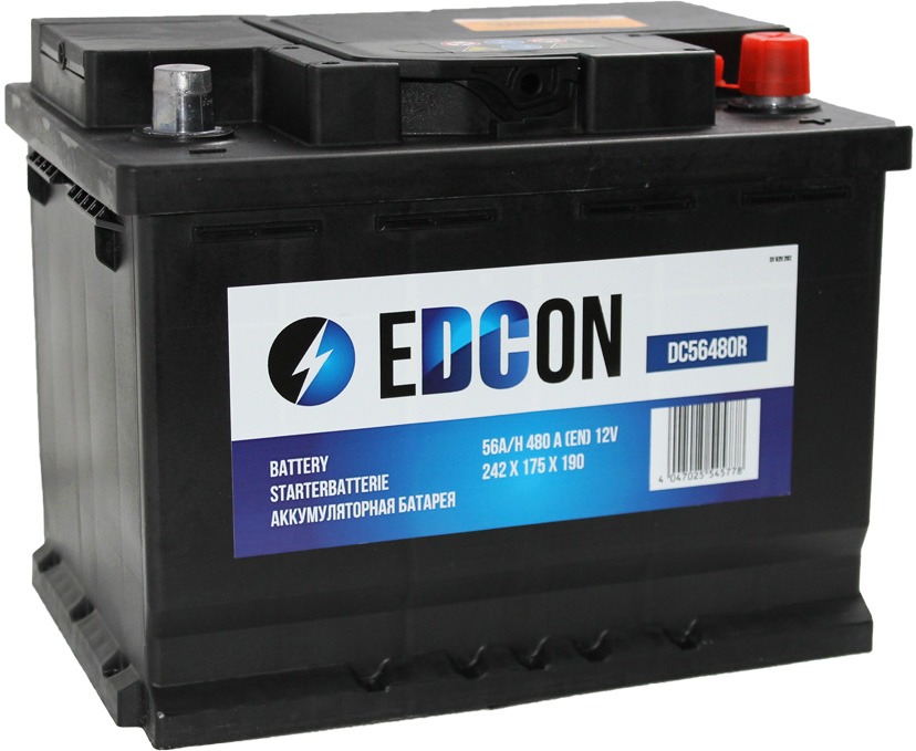 Аккумулятор - EDCON 12V 56Ah 480A (R +) 242x175x190mm / DC56480R