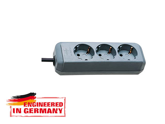 Удлинитель 1.5м (3 роз., 3.3кВт, с/з, ПВС) серебристо-серый Brennenstuhl Eco-Line (провод 3х1,5мм2; сила тока 16А; с/з - с заземляющим контактом) (1158630015)
