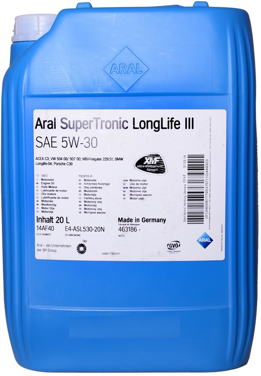 Масло моторное синтетическое - Aral SuperTronic LL-III 5W-30 20л