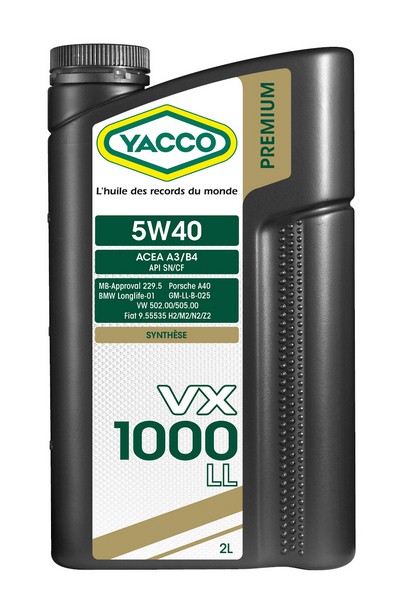 Масло моторное синтетическое - YACCO VX 1000 LL 5W40, 2л
