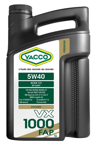 Масло моторное синтетическое - YACCO VX 1000 FAP 5W40, 5л