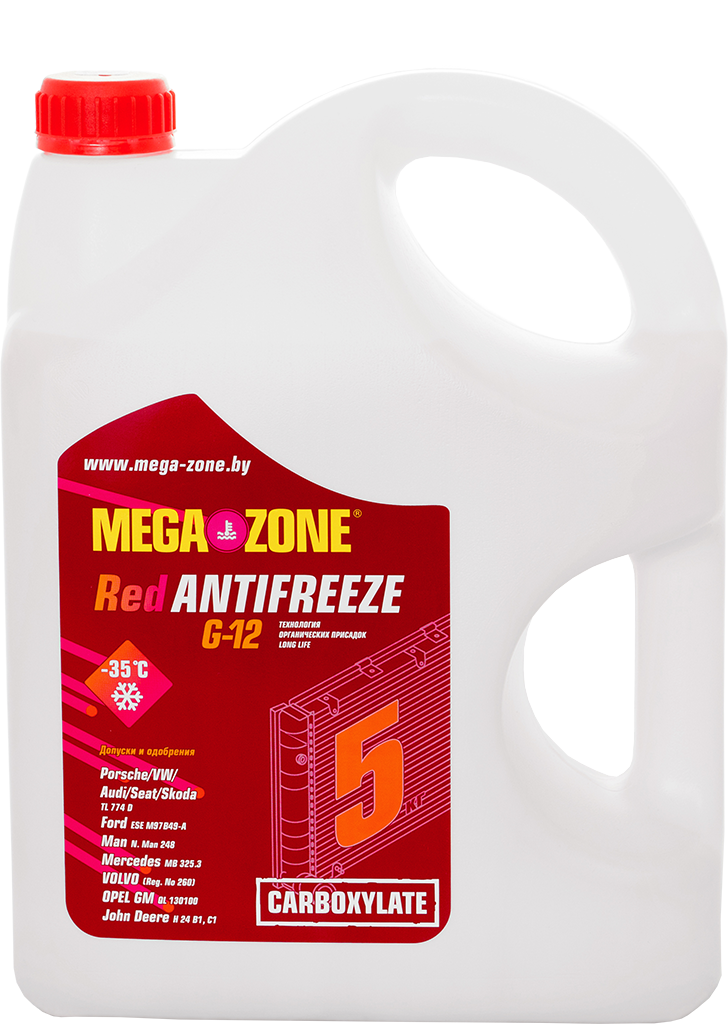 Антифриз MegaZone красный G12 -35С, 5 кг (готовый)