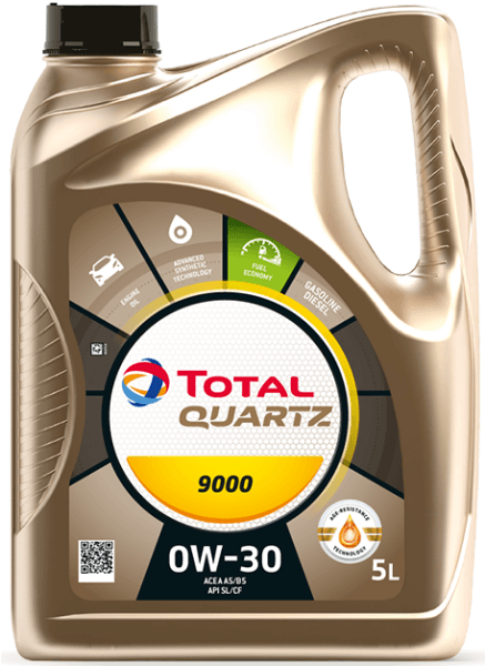 Моторное масло - TOTAL QUARTZ 9000 0W30, 5л (214297 / TOTAL 0W30 QUARTZ 9000/5)