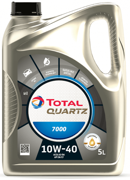 Масло моторное полусинтетическое - TOTAL QUARTZ 7000 10W40, 5л / 214109