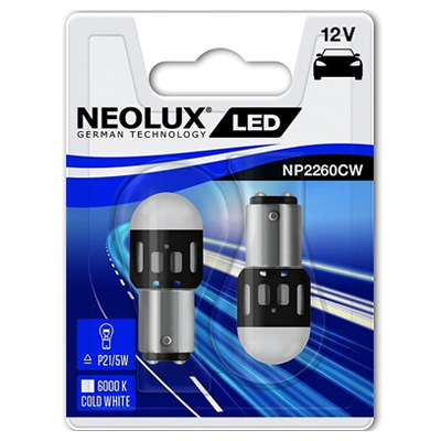 Комплект светодиодных ламп NEOLUX 12V 1,2W P21/5W LED technology 6000K (блистер 2шт)