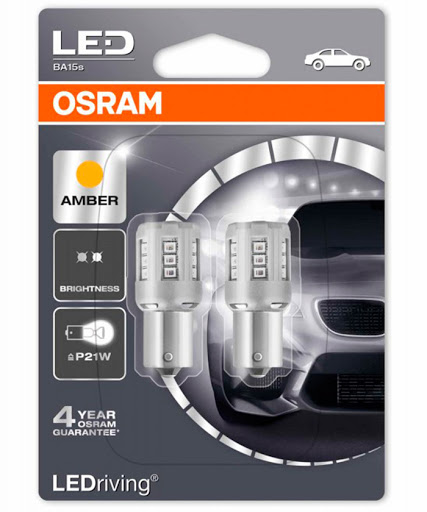 Комплект светодиодных ламп OSRAM 12V 2W P21W LEDriving Standart оранжевый (блистер 2шт)