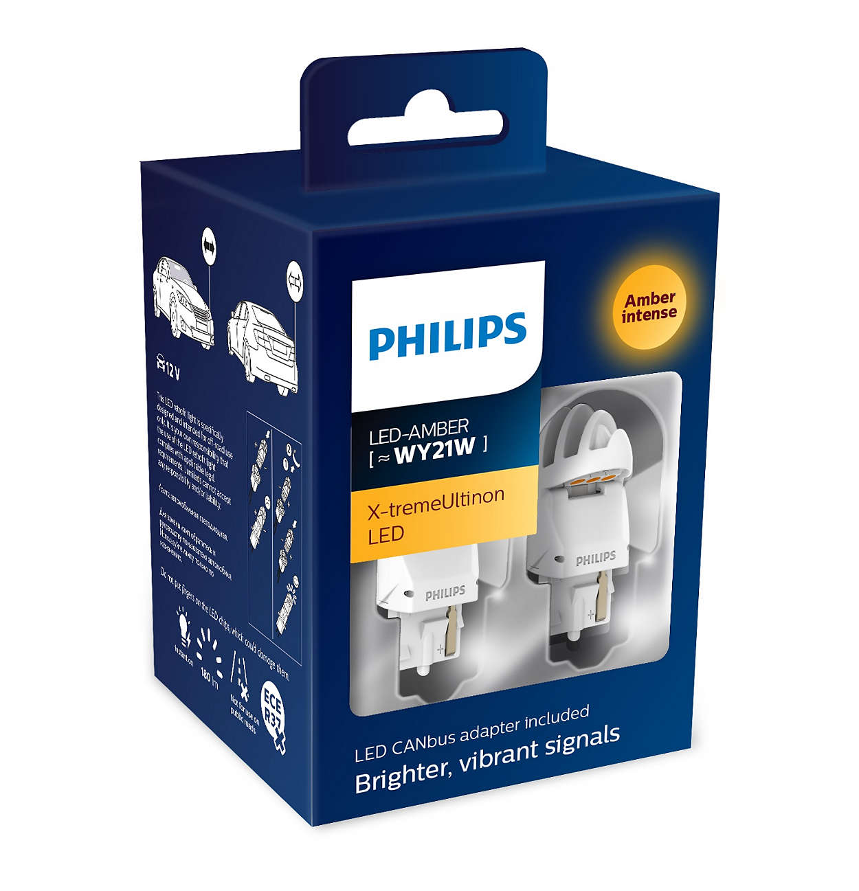 Комплект светодиодных ламп PHILIPS X-tremeUltinon LED+CANbus WY21 12V (коробка 2шт)