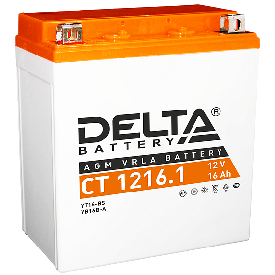 Аккумулятор для мотоциклов и скутеров - DELTA 230А 16A/h 151х88х164мм / CT 1216.1