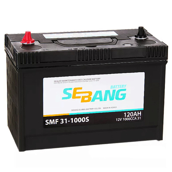 Аккумулятор - SEBANG SMF 31S-1000 120A/h L + 1000А 330х175х240мм / SEB120L.AMER