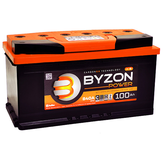 Аккумулятор - BYZON POWER 100A/h (R+) 840А 353х175х190мм / BYZ100R.L5