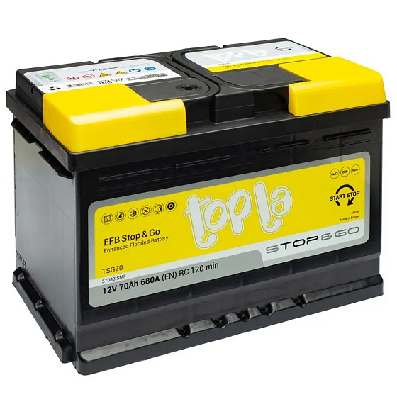 Аккумулятор - TOPLA EFB 70A/h (R+) 680А 278х175х190мм (TOP70R.L3.EFB / 112070)