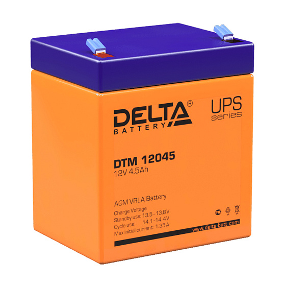 Промышленный аккумулятор - DELTA 12В 4,5A/h 90х70х107мм / DTM 12045