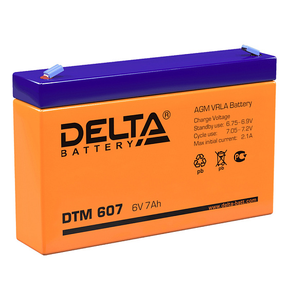 Промышленный аккумулятор - DELTA 6В 7A/h 151х34х100мм / DTM 607