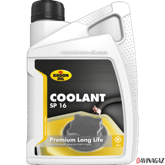Антифриз готовый - KROON OIL COOLANT SP 16 (Renault/Nissan group, желтый), 1л