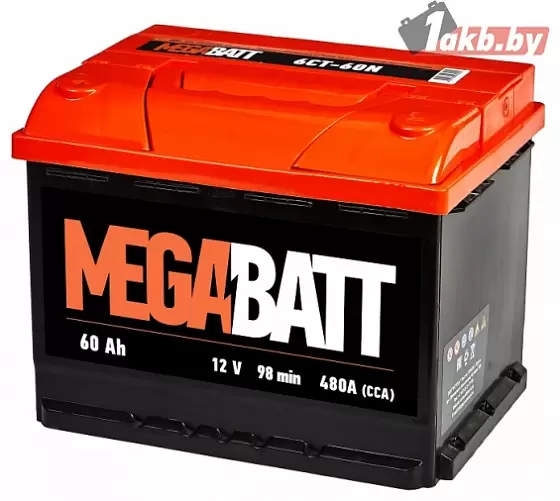 Аккумулятор - MEGA BATT 60 A/H 480А L+ 242×175×190мм / 6CT-60 NR