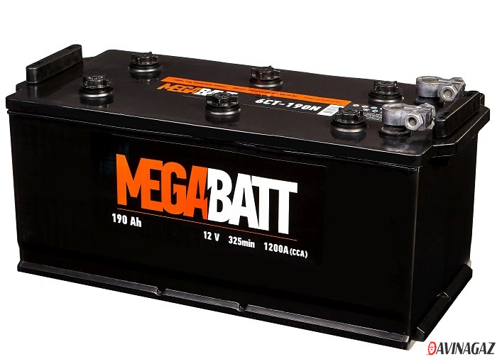 Аккумулятор - MEGA BATT 190Аh 1250A 525x240x243мм / 6СТ-190А