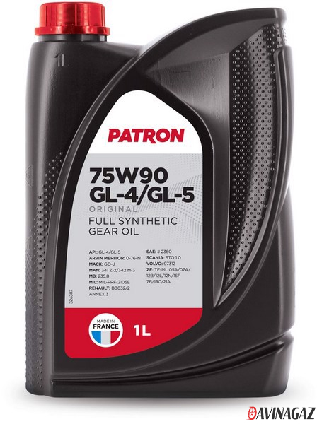 Масло трансмиссионное - PATRON ORIGINAL GL4/GL5 75W90, 1л