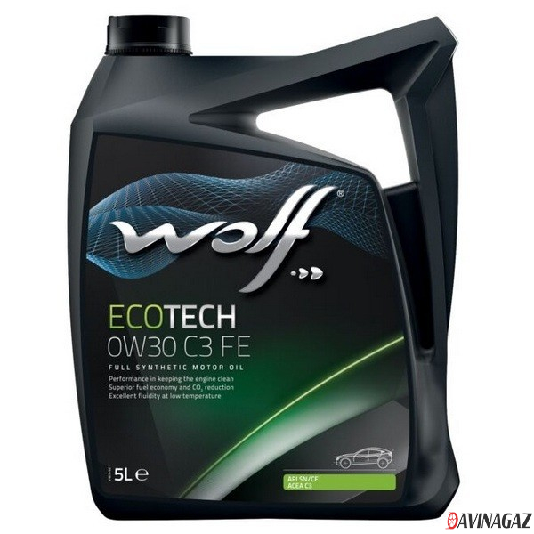 Масло моторное синтетическое - WOLF ECOTECH 0W30 C3 FE, 5л (161055 / 8332500)