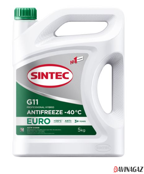 Антифриз готовый - SINTEC ANTIFREEZE EURO G11 (зеленый -40С), 5кг (990554 / 800523)