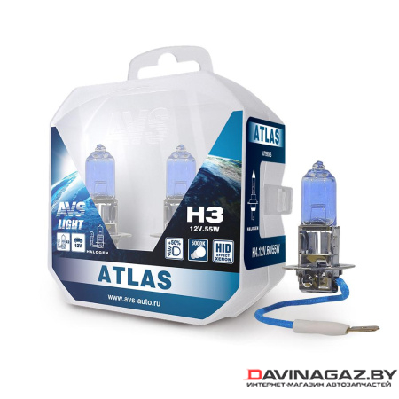 AVS - Автомобильная галогенная лампа ATLAS PLASTIC BOX 5000К H3 12V 55W, 1шт / A78907S