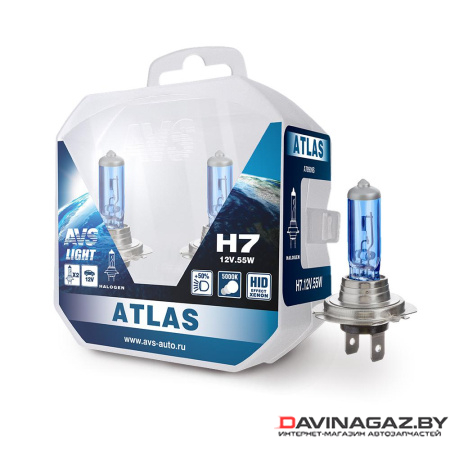 AVS - Автомобильная галогенная лампа ATLAS PLASTIC BOX 5000К H7 12V 55W, 2шт / A78909S