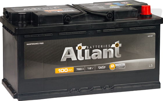 Аккумулятор - ATLANT 100Аh 760A (R+) 353x175x190мм / 00041334