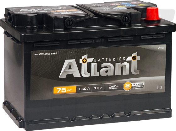Аккумулятор ATLANT 75Аh 660A (R+) 278x175x190мм / 00041312