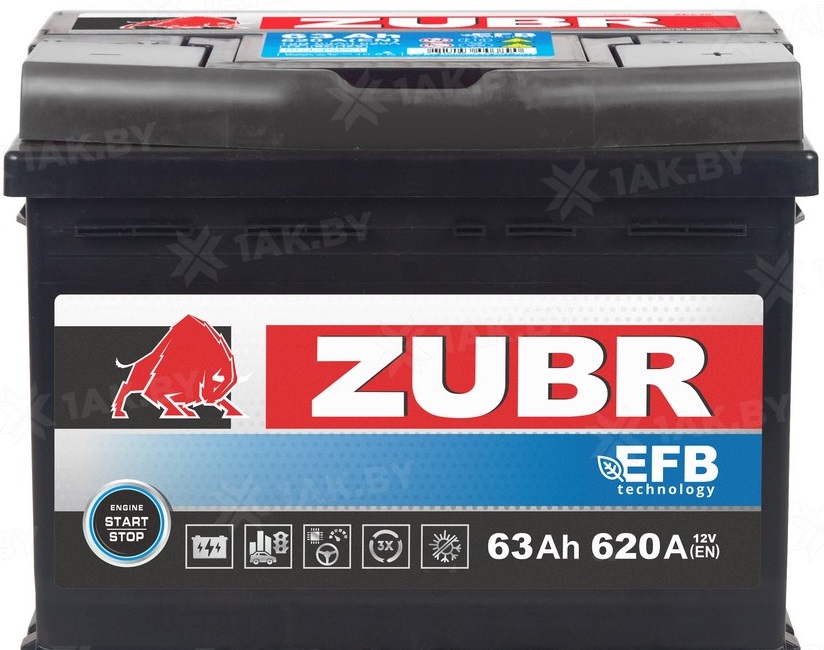Аккумулятор ZUBR EFB 63 A/h (R+) 242x175x190мм