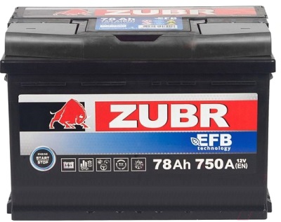 Аккумулятор ZUBR EFB 78 A/h (R+) 278x175x190мм