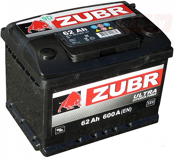 Аккумулятор ZUBR Ultra 62 A/h (R+) 242x175x175мм