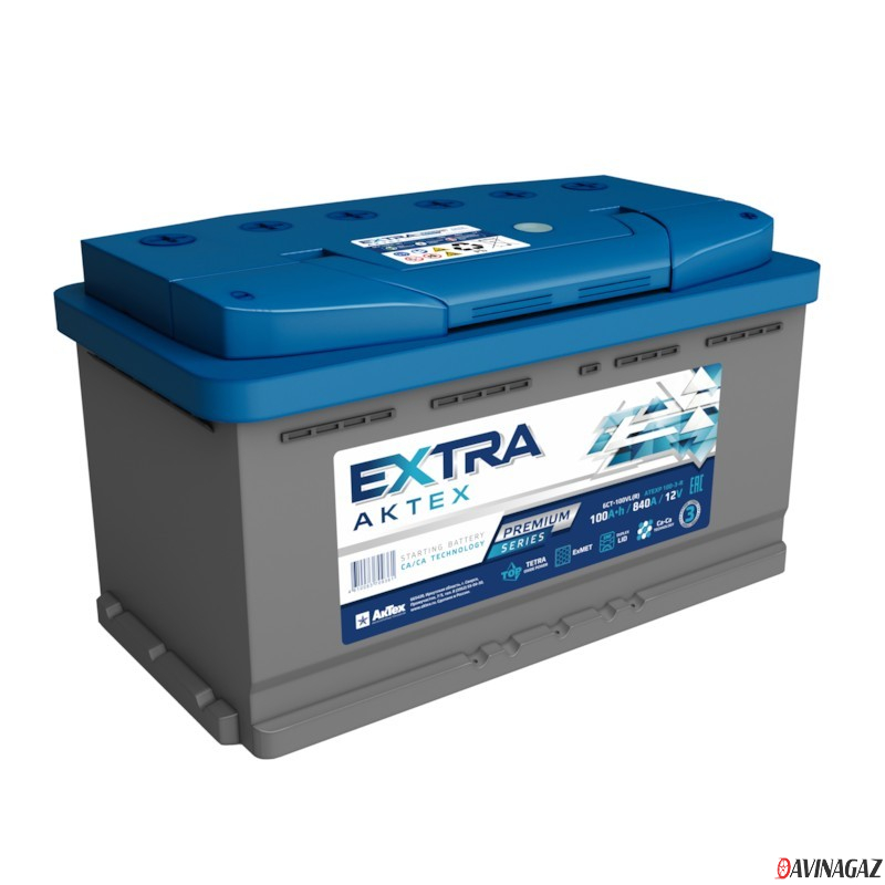 Аккумулятор - AKTEX EXTRA Premium 100Ah 840A (EN) L+ 353x175x190мм / ATEXP100-3-L