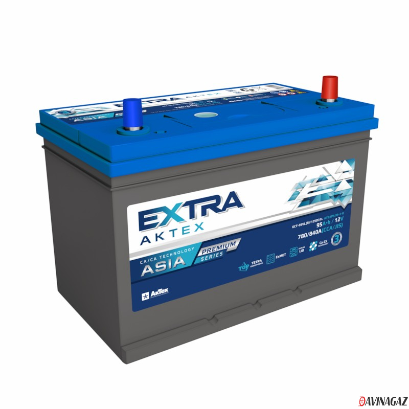 Аккумулятор - AKTEX EXTRA Premium (JIS) 95Ah 780/840A R+ 306x175x225мм / ATEXPA95-3-R